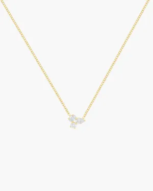 TRIPLE DIAMOND CLUSTER NECKLACE IN 14K YELLOW GOLD