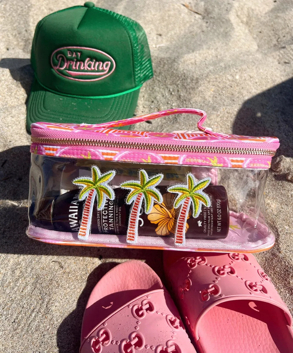 Triple Palms Pink Makeup Bag