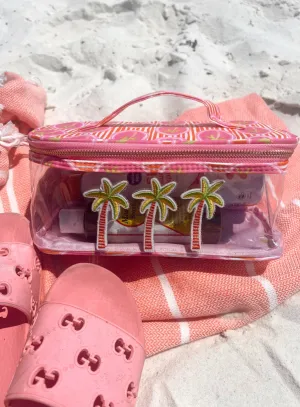 Triple Palms Pink Makeup Bag
