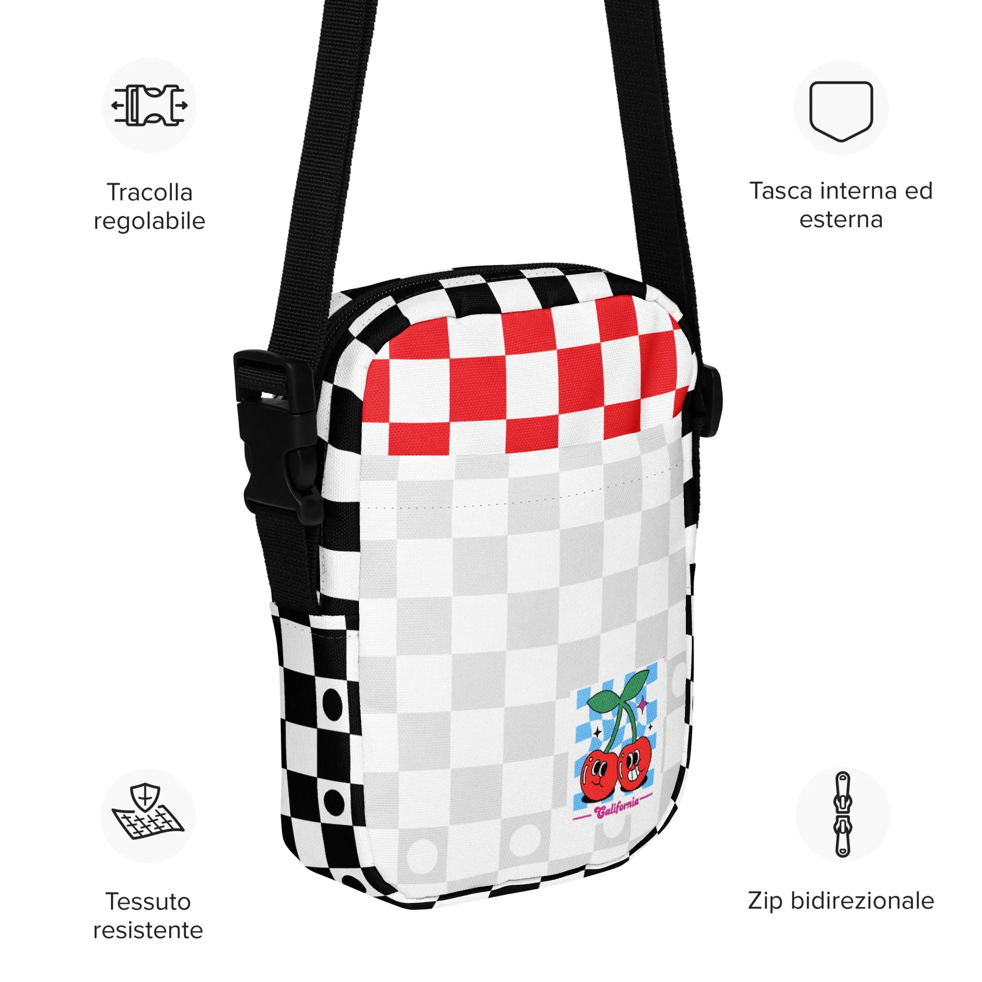 “Twin Cherry Rally” Utility crossbody bag