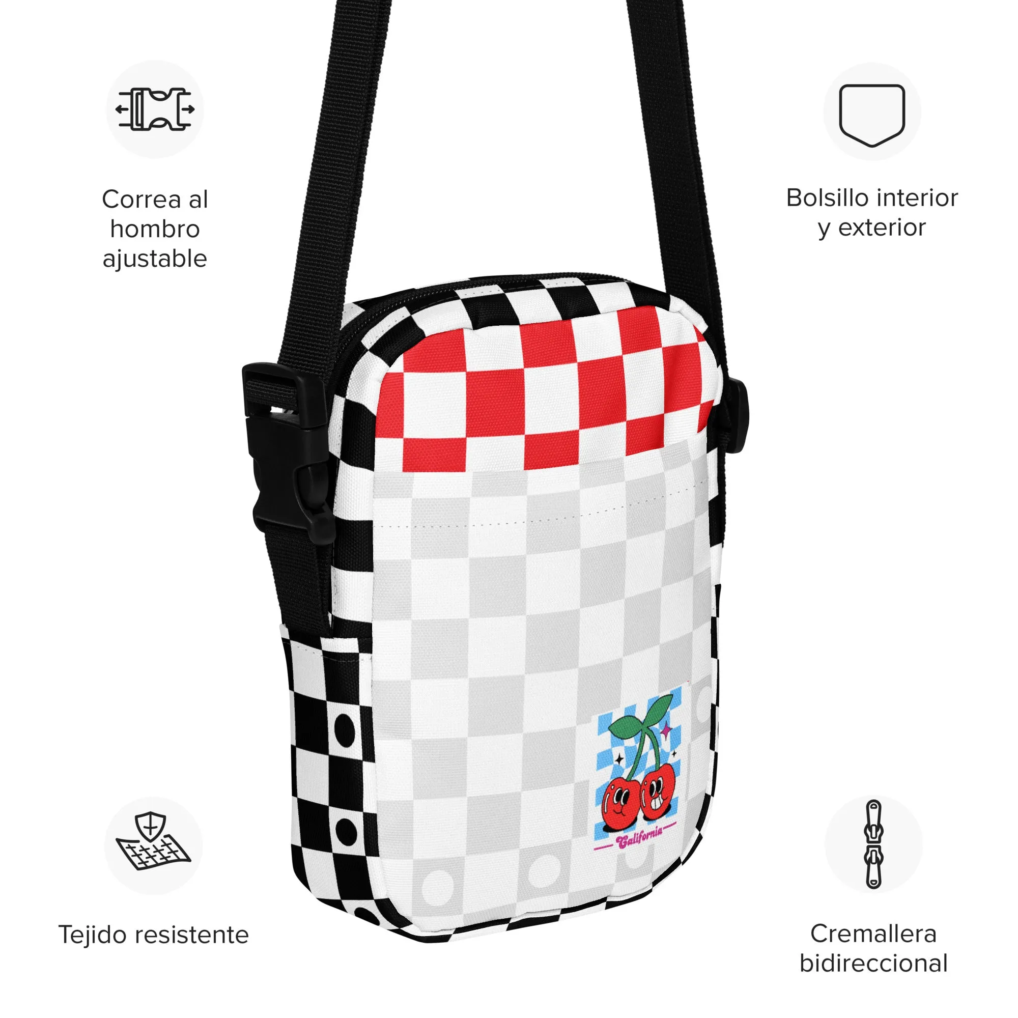 “Twin Cherry Rally” Utility crossbody bag