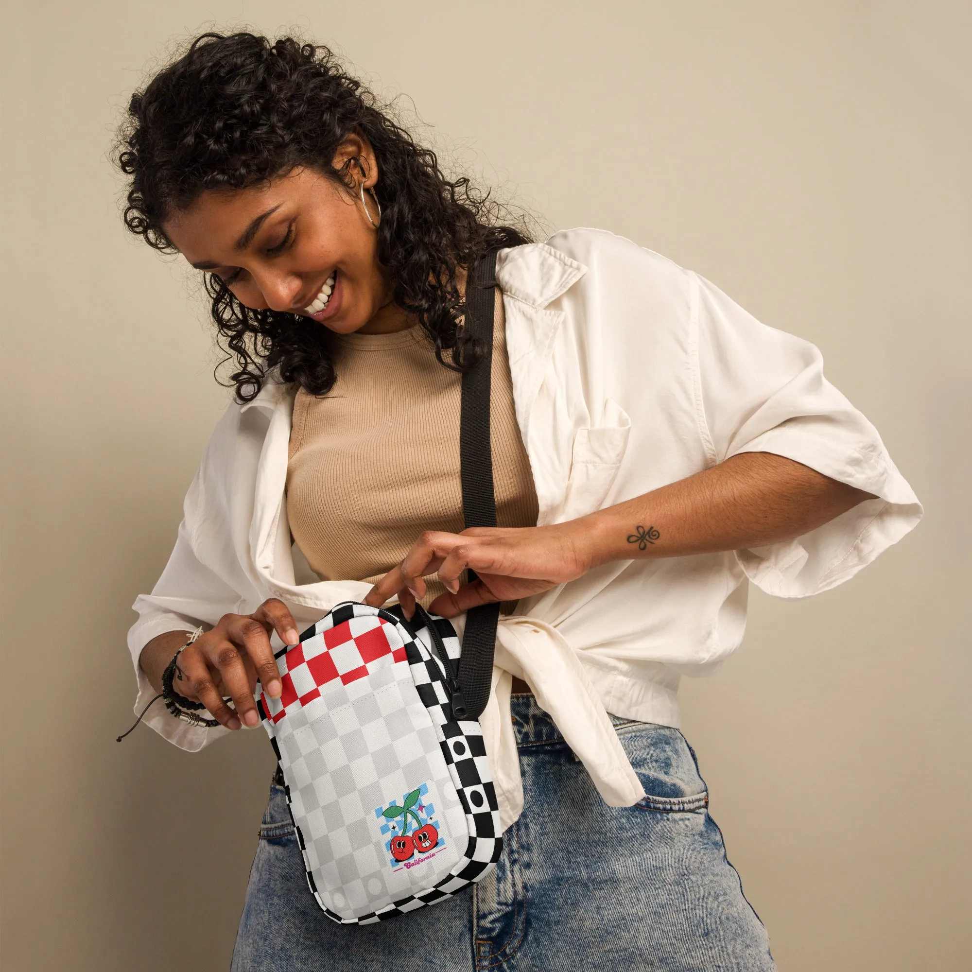 “Twin Cherry Rally” Utility crossbody bag