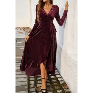 V Neck Velvet Maxi Dress