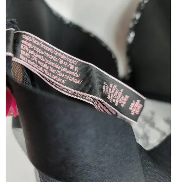 Victoria Secret Black/Silver Stunning Lingerie 34B