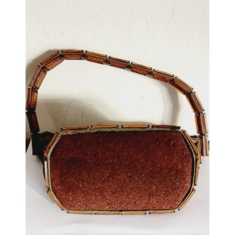 Vintage 1940s Bag in Alligator Tile Basket/Picnic Style