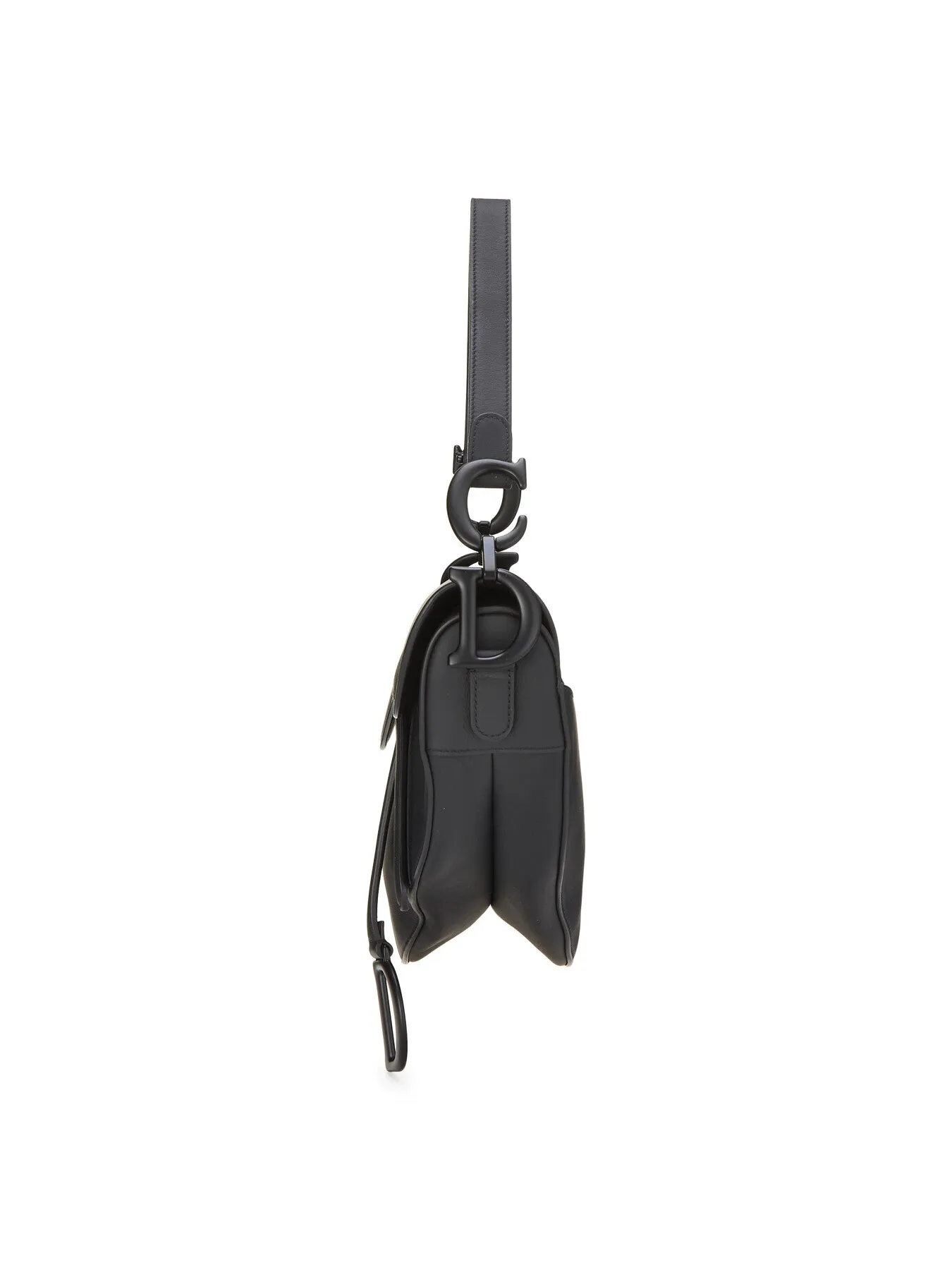 Vintage Dior Black Leather Ultra Matte Saddle Bag