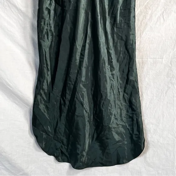 Vintage Satin Lace Spaghetti Strap Slip Dress Nightgown Emerald Green Chemise M