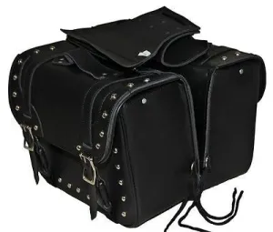 Waterproof Motorcycle Luggage Saddlebag Black Leather PVC Slanted