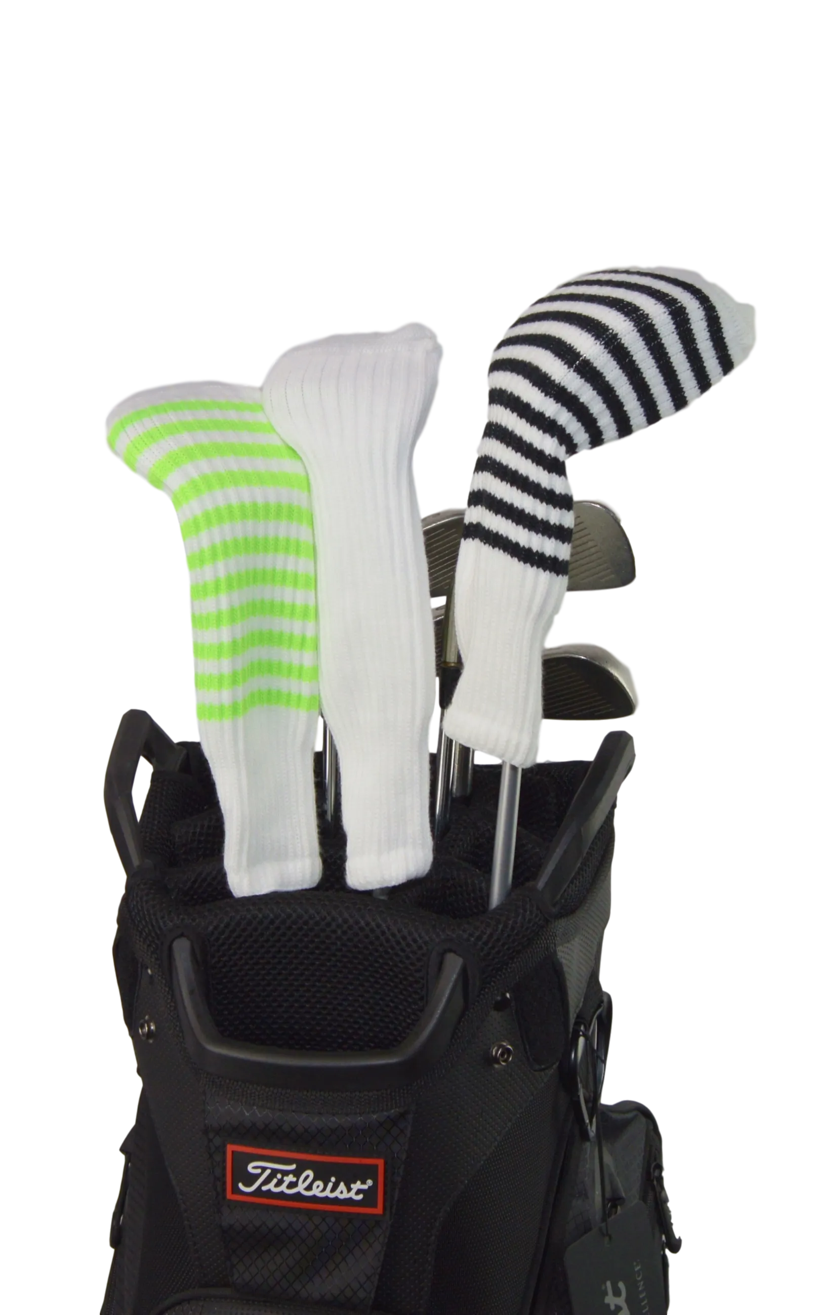 White and Light Orange Club Sock Golf Headcover