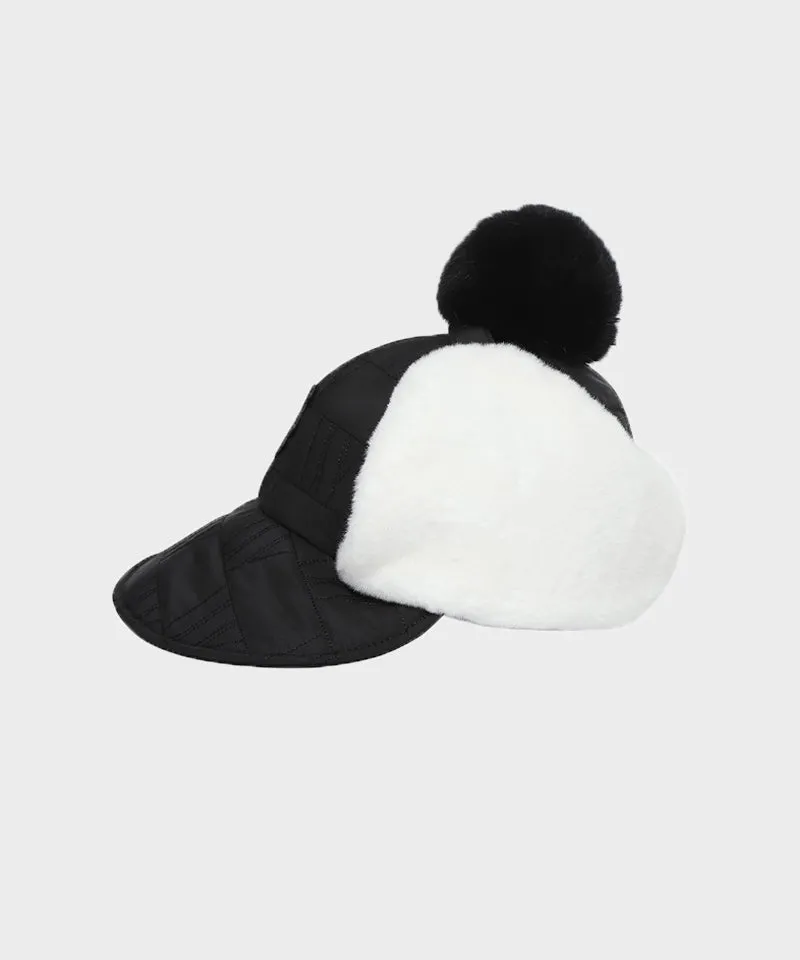 WideAngle: Co Quilted Modified Earflap Cap L - Black