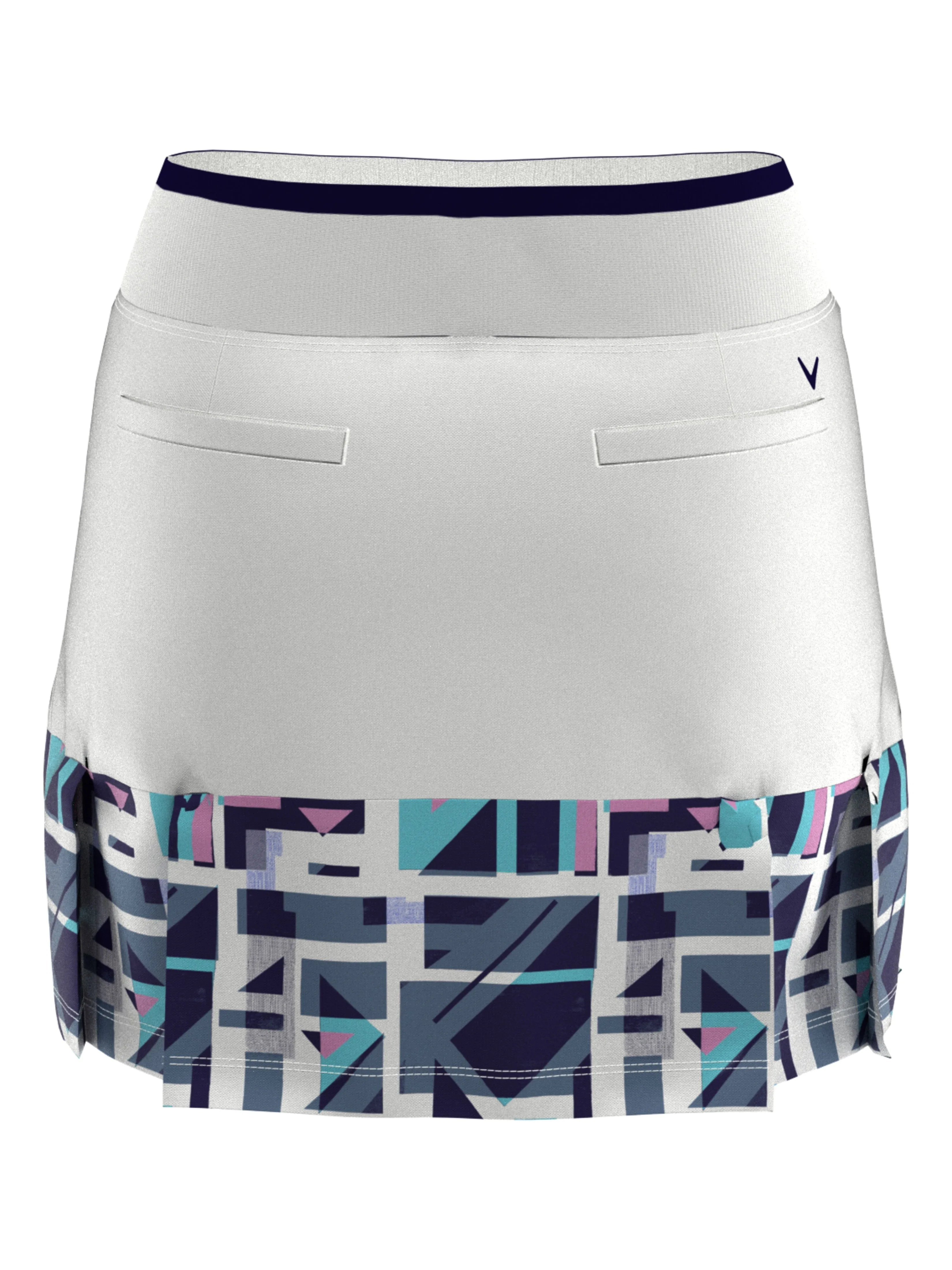 Womens 16" Geo Print Pleated Hem Golf Skort