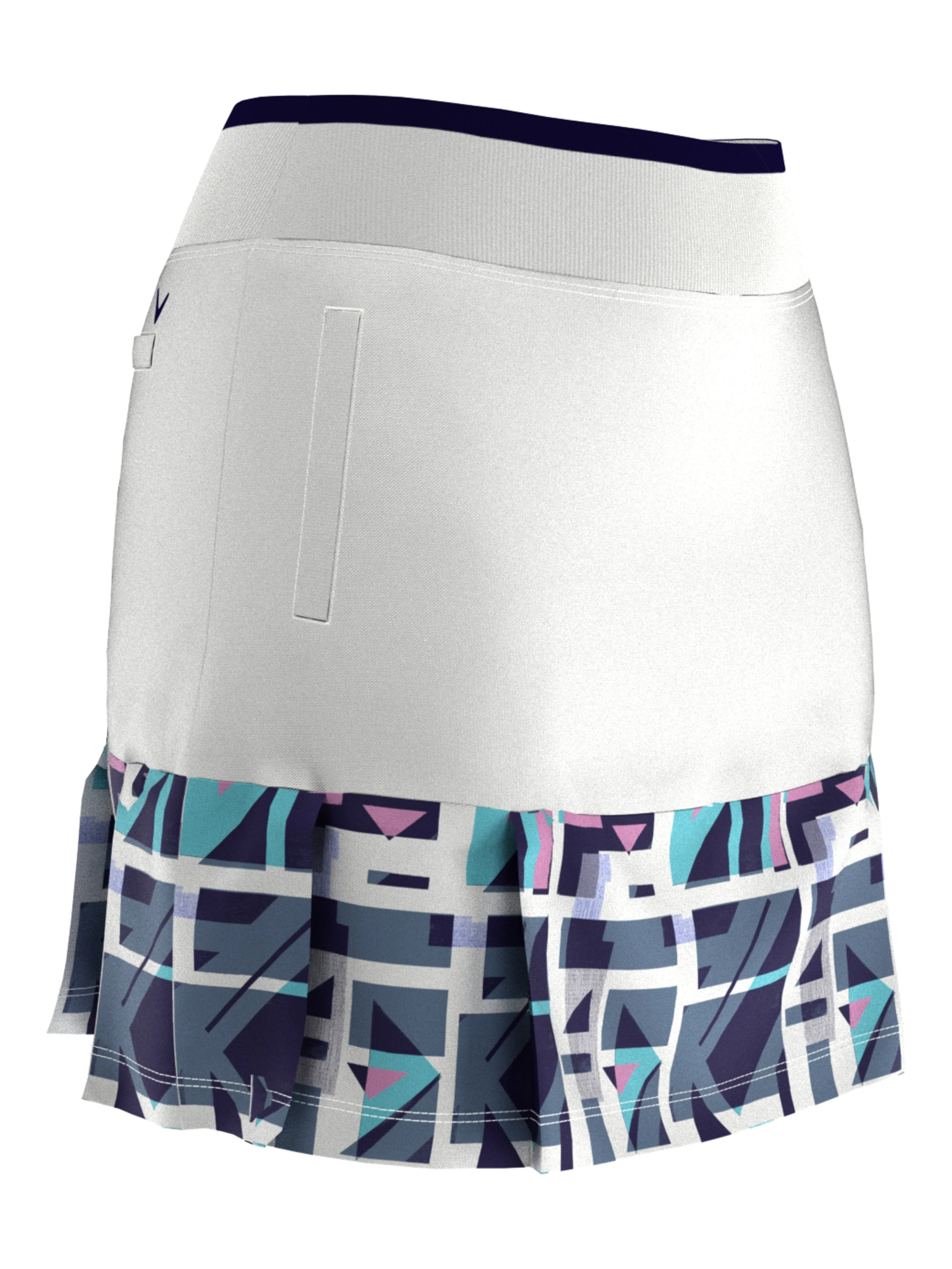 Womens 16" Geo Print Pleated Hem Golf Skort