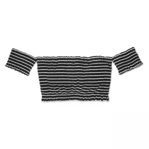 Xhilaration Women's Stripe Smocked Underwire Off the Shoulder Bikini Top